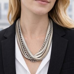 Bijoux Terner Silver & Gold Multi-Strand Statement Necklace